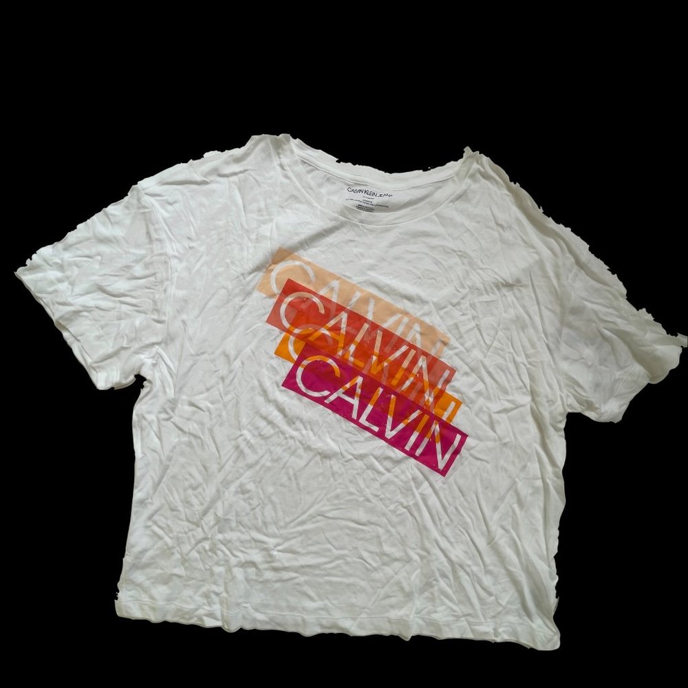 Calvin Klein Jeans Multicolor Logo T-Shirt White X